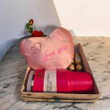 Romantic LED light & Chocolate Gift Set with Tumbler and Heart Cushion SK-1682