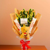 Teddy Charm, Dried Flowers, Earrings & Chocolate Surprise Bouquet BPL-922