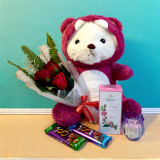 Romantic Gift Combo : Roses, Chocolates & Plush Teddy SK-1712