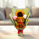 Teddy Keychain & Crochet Flowers Bouquet BPL-934