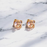 Luxury Gold-Toned Square Earrings with Sparkling Multicolor Crystals