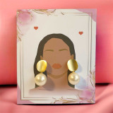 Elegant Champagne Pearl Drop Earrings With Trendy Shell Design JR-331