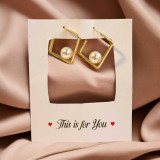 Modern Geometric Gold-Plated Pearl Drop Earrings JR-332