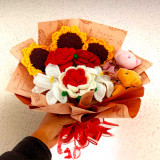 Forever Bloom Crochet Flowers & Teddy Keyring Bouquet BPL-951