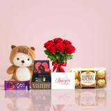 Valentine Multi-Day Gift Set – Teddy, Roses & Chocolates SPM-579