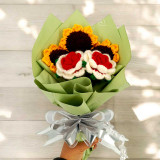 Crochet Roses & Sunflower Bouquet SK-1737