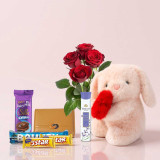 4-Day Valentine Special Roses, Chocolates & Teddy Hamper SPM-587
