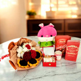 Romantic Heartfelt Surprise Gift Box for Her With Crochet Bouquet, Teddy & Sweets SK-1742