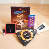Luxury Sweet & Jewelry Gift Set with Necklace, Chocolates & Crochet Sunflower SK-1770