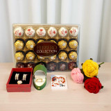 Romantic Valentine’s Gift Set with Chocolates, Jewellery & Crochet Roses SK-1780