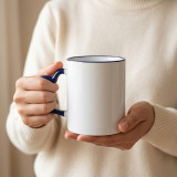 Personalised Blue Heart Shaped Handle Mug