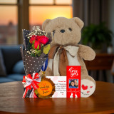 Love Gift Combo with Teddy, Chocolate & Rose Bouquet for Her