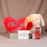 Romantic Gift Hamper with Cushion, Bunny & Personalized Chocolate SPM-638