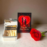 Romantic Jewellery & Rose Gift Set – Necklace, Rings & Greeting Card SK-1836