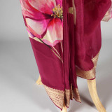 Elegant Purple Chiffon Saree with Golden Floral Border SR-1379