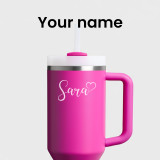 Personalised Pink Stanley Quencher Tumbler with Recipient’s Name