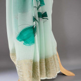Pastel Green Printed Chiffon Saree SR-1380