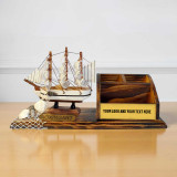 Customizable Wooden Sailing Ship Organizer With Logo & Text PG1131