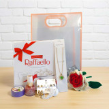 Romantic Gift Combo with Chocolates, Accessories & Crochet Rose JNK-6568