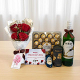 Luxury Valentine’s Day & Birthday Gift Set with Perfume, Wine & Roses SK-1895