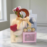 Romantic Red Wine Hamper with Plush Bunny & Rose SK-1899