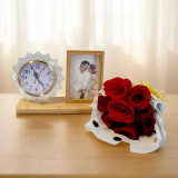 Personalized Photo with LED Lighting Clock & Rose Bouquet JNK-6592