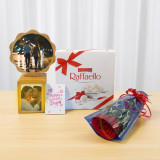 Personalized Valentine Gift Set with Photo Frame Lamp, Sweets & Rose