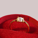 Classic Adjustable Gold Tone Pearl Ring  JR-0010E