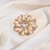 Stylish Brooch with Pearl and Rhinestone Accents STP-88
