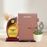 Personalized Women’s Day Token, Pen & Diary with Succulent Gift Set SK-1996