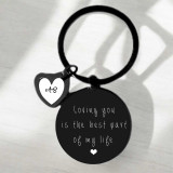 Personalized Couple Initials Round Metal Keyring with Love Message SPM-724