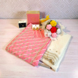 Kurta Suruwal Gift Set with Perfume, Jewellery & Crochet Bouquet JNK-6735