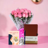 Elegant Women’s Day Gift – Roses Bouquet , Notebook & Pen SK-2094
