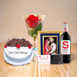 Personalised Romantic Anniversary Gift For Him With Wallet, Wine, & Cake
