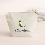 Floral Letter C & Name Printed  Personalized Organizer Pouch