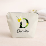 Personalized Name Floral Initial D Printed Organizer Pouch