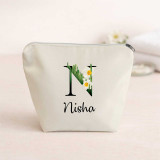 Floral Initial N Custom Organizer Pouch DKG-68