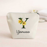 Floral Y Initial Personalized Organizer Pouch DKG-79