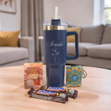 Personalized Tumbler, Chocolates, Mirror & Eye Shadow Gift for Her