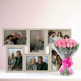 Customized 6 Photo Frame with Pink Roses Surprise Gift DKG-88
