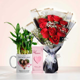 Mother’s Day Gift – Bamboo Plant, Mug & Roses DKG-91