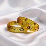 Set Of 2 Classic Yellow Kada Bangles with Sparkling Stones – Medium (2-4) SRW-9030A