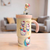 Hello Kitty Ceramic Mug with Glass Straw & Lid SP-10784