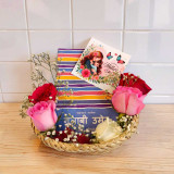 Mother’s Day Roses, Card & Book Gift Basket DKG-120