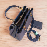 Chrisbella Navy Blue Handbag with Adjustable Crossbody Strap and Wallet