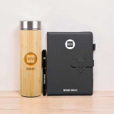 Personalized Corporate Gift Set – Custom Diary, Pen & Bamboo Bottle DKG-137