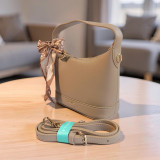 Chrisbella Beige Color Bucket Handbag with Adjustable Crossbody Strap
