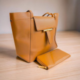 Chrisbella Coffee Color Side Bag with Magnetic Lock & Purse