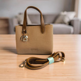 Chrisbella Cream & Brown Mini HandBag with Long Strap