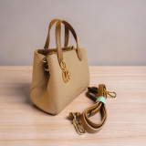 Chrisbella Cream & Brown Mini HandBag with Long Strap
